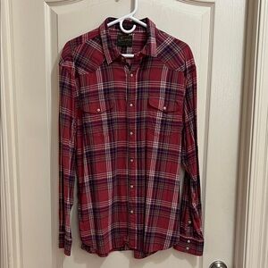 Lucky Brand Red and Blue Plaid Casual Shirt